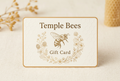 Temple Bees honey-gold gift card design